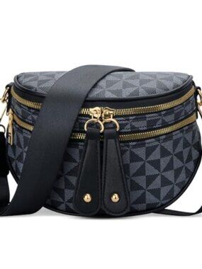 Vegan Leather Crossbody Sling Bag with Adjustable Strap Travel Fanny Pack